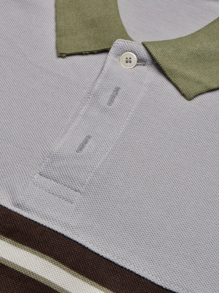 Summer Polo Shirt For Men-Slate Grey with Brown Panel-BR12940