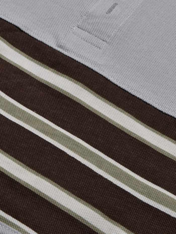 Summer Polo Shirt For Men-Slate Grey with Brown Panel-BR12940