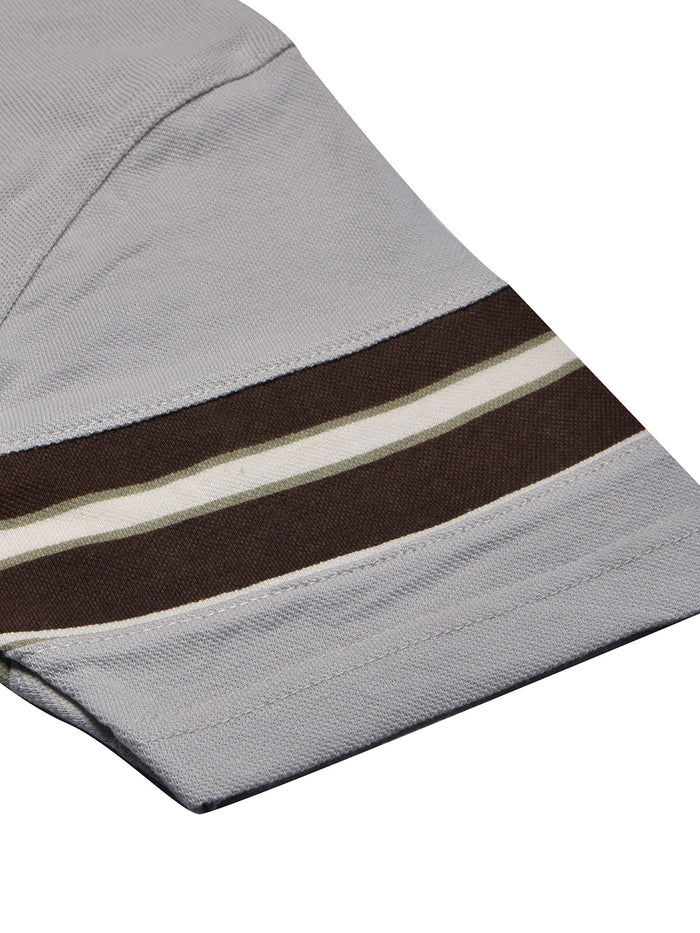 Summer Polo Shirt For Men-Slate Grey with Brown Panel-BR12940