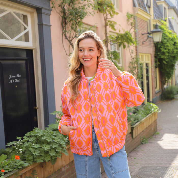 Sunny bomber jack roze oranje print