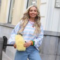 Sweater blauw roze geel streep Sarah
