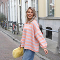 Sweater oranje blauw streep Sarah