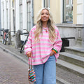 Sweater shirt roze geel blauw Sarah
