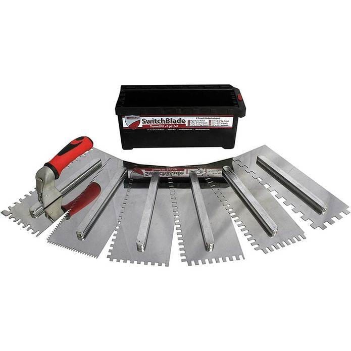 SwitchBlade set with saw blade attachments in a tool case, red handle