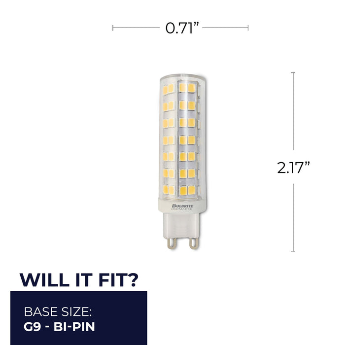 T6 6.5W Dimmable Clear LED Light Bulb with G9 Base, 2700K, 700 Lumens, 2-Pack