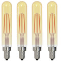 T8 4.5W Dimmable Amber Filament LED Light Bulb with E12 Base, 2100K, 450 Lumens, 4-Pack