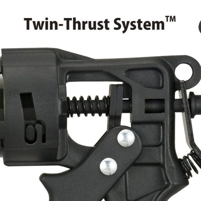 Twin-Thrust System caulk gun mechanism, black trigger and lever