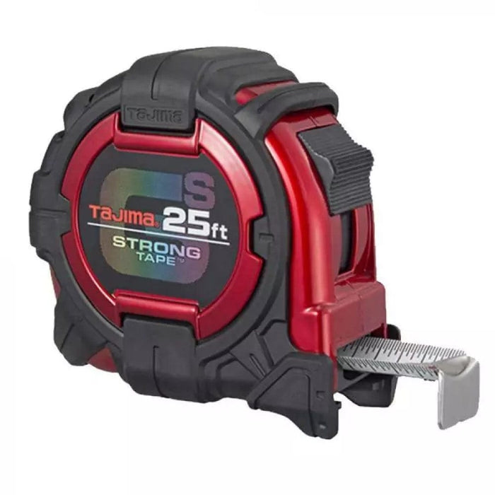 Tajima GS-25BW tape measure, red/black case with 25ft strong tape and metal hook