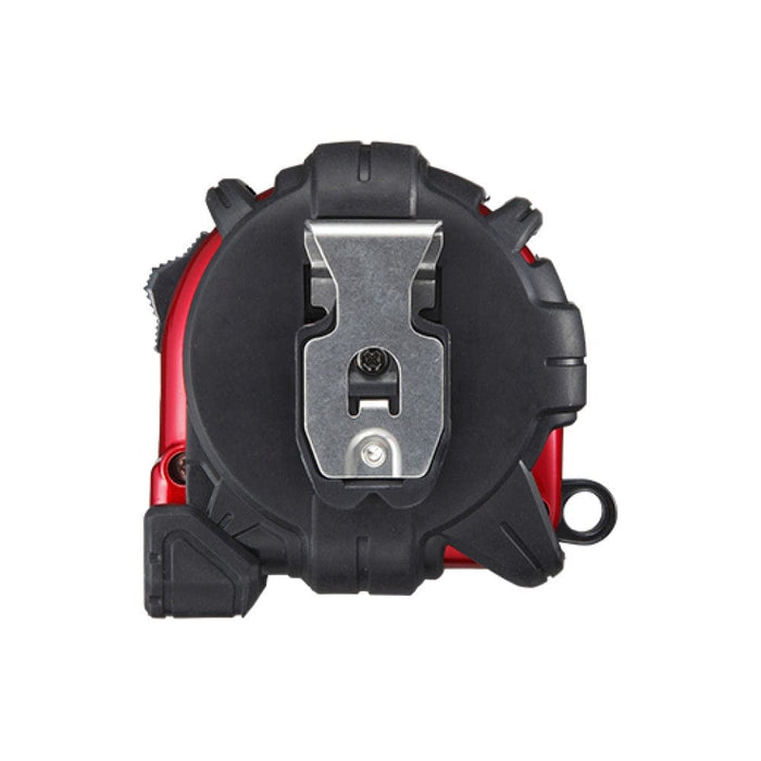 Back view magnetic hook clip with metal holder, black housing and red accents