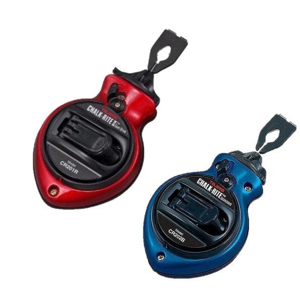 Chalk-Rite snap line chalk reel, red and blue gears with carrying strap