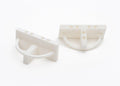 T spacer set, white two-piece clips with circular holes on top bars