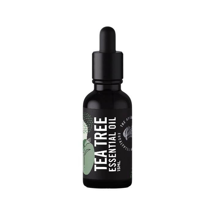 Tea tree essential oil 15ml black glass dropper bottle, pure Australian tea tree