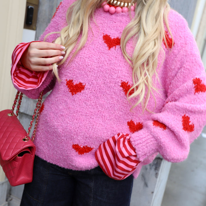 Teddy trui hart roze