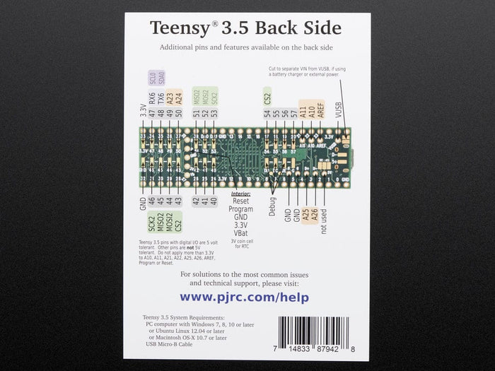Teensy 3.5 + Header Strips [Discontinued] by PJRC - The Pi Hut