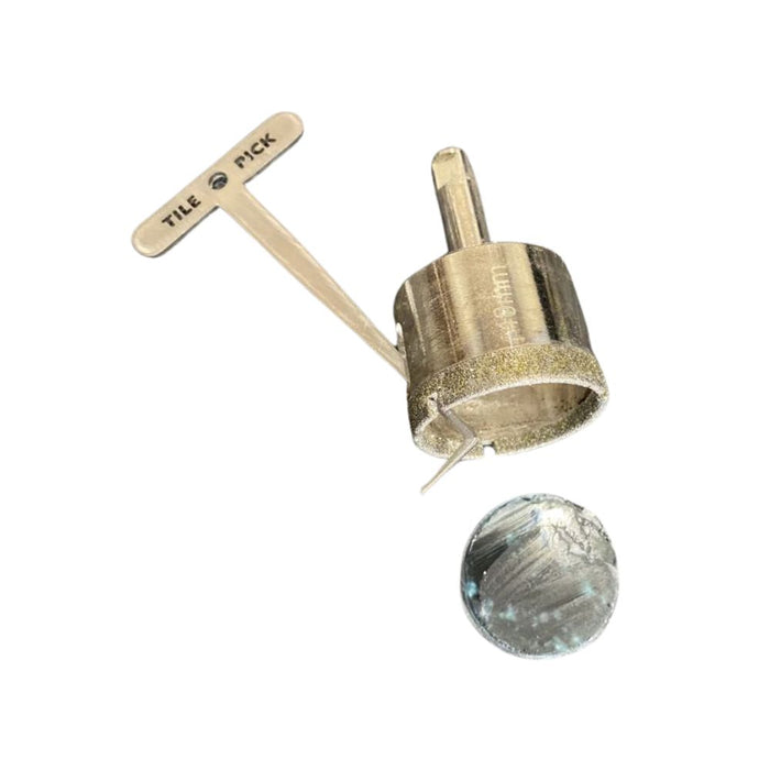 Tile Pick with round tile bit and separate metal cap