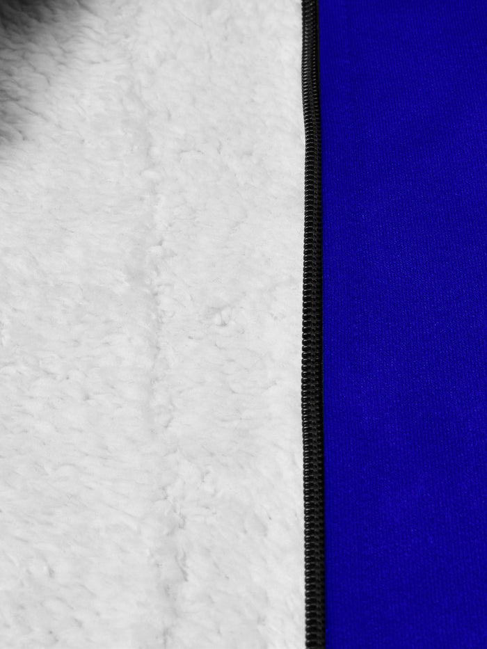 TNF Active Wear Zipper Fur Bomber Jacket For Men-Royal Blue-RT1116