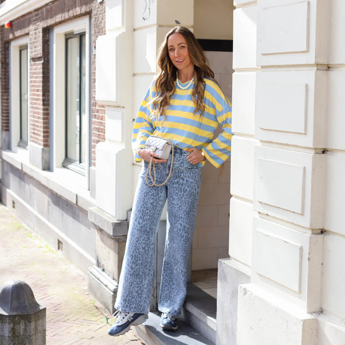 Top streep geel blauw