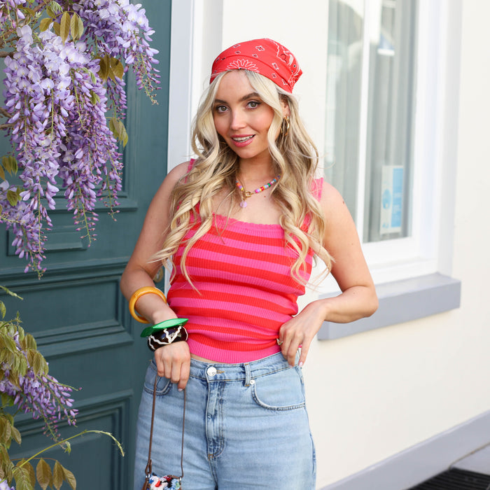 Top streep roze ruffle