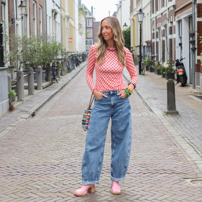 Tops roze cashmere dots roze rood