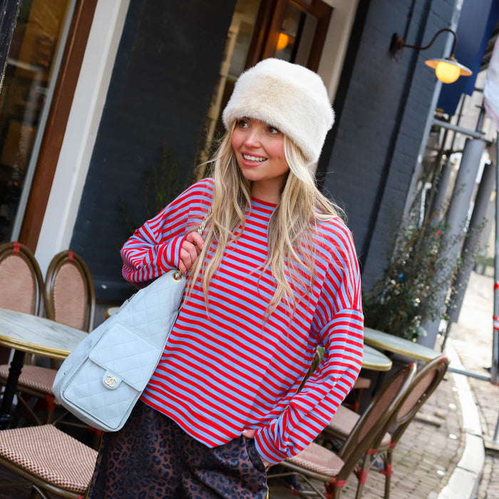 Trui Isabella streep roze blauw