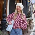 Trui Isabella streep roze burgundy