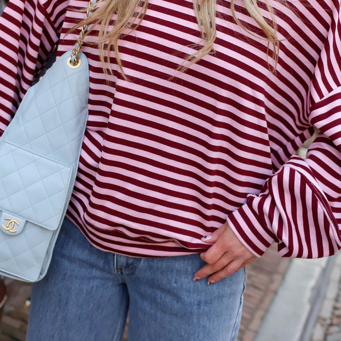 Trui Isabella streep roze burgundy