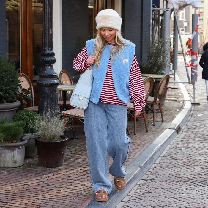 Trui Isabella streep roze burgundy