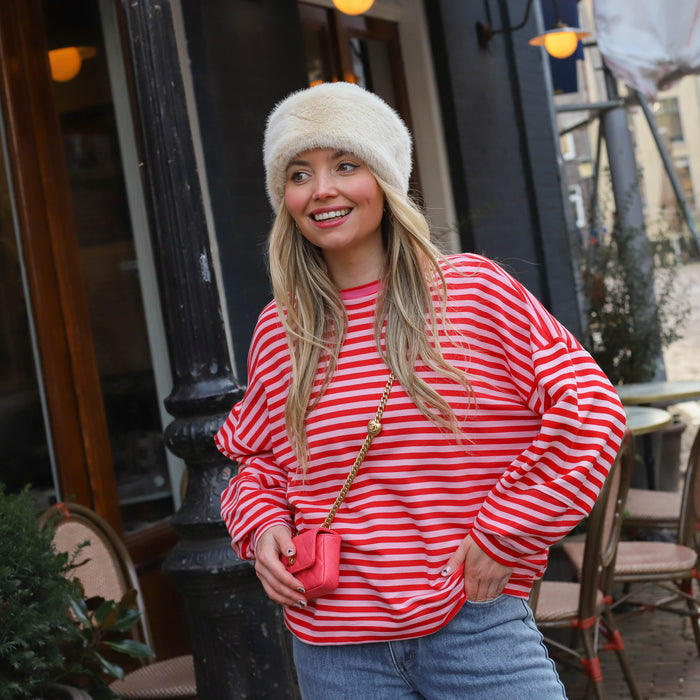 Trui Isabella streep roze rood