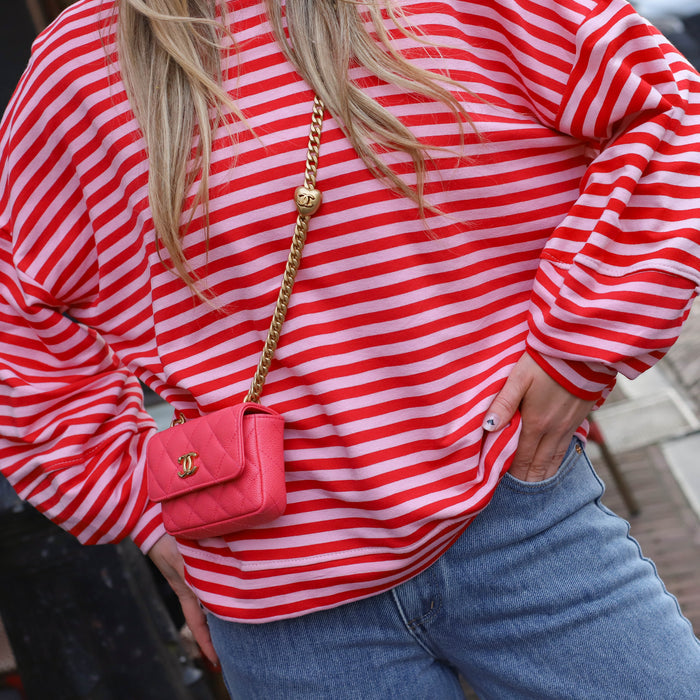 Trui Isabella streep roze rood