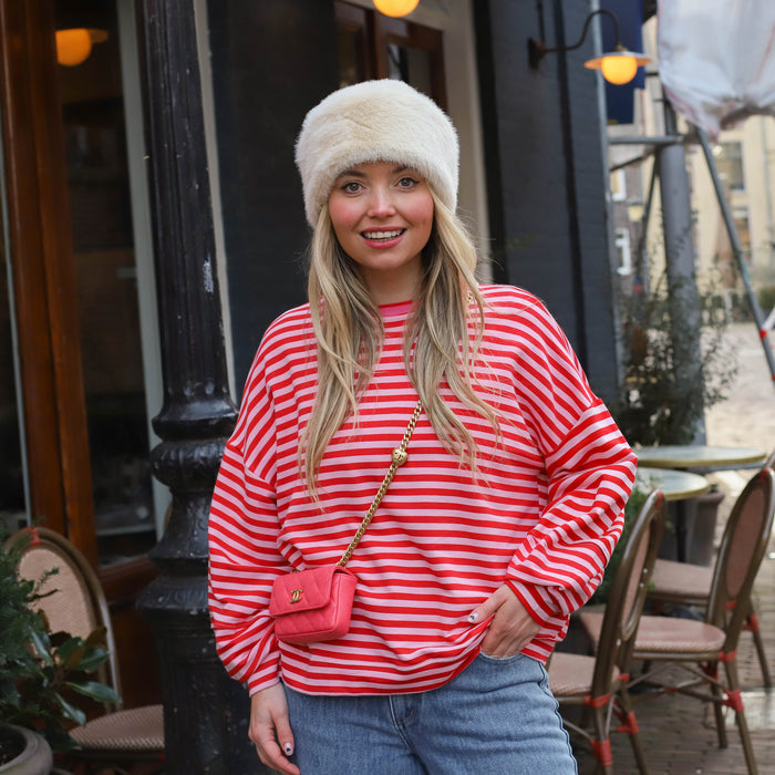Trui Isabella streep roze rood
