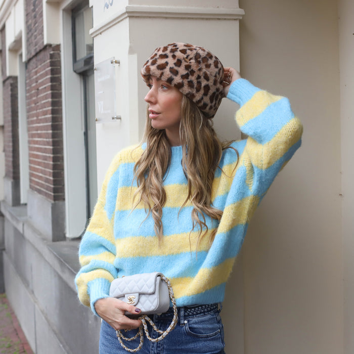 Trui streep Lucia blauw geel
