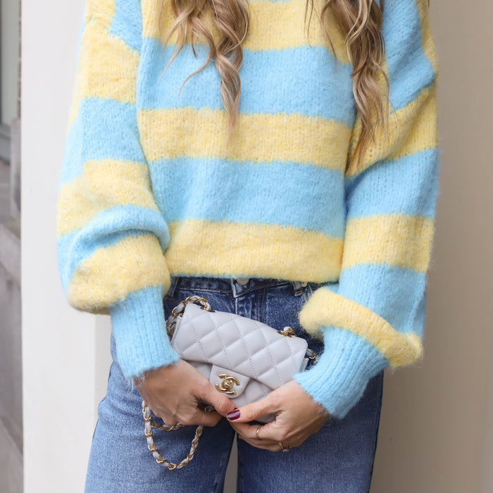 Trui streep Lucia blauw geel