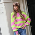 Trui streep Lucia roze lime