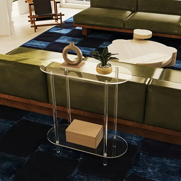 UNICORN Acrylic Oval Side Table 2-layer Bedside Table Suitable for Living Room