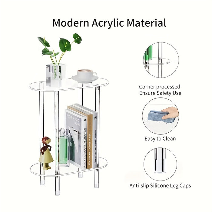 UNICORN Acrylic Oval Side Table 2-layer Bedside Table Suitable for Living Room