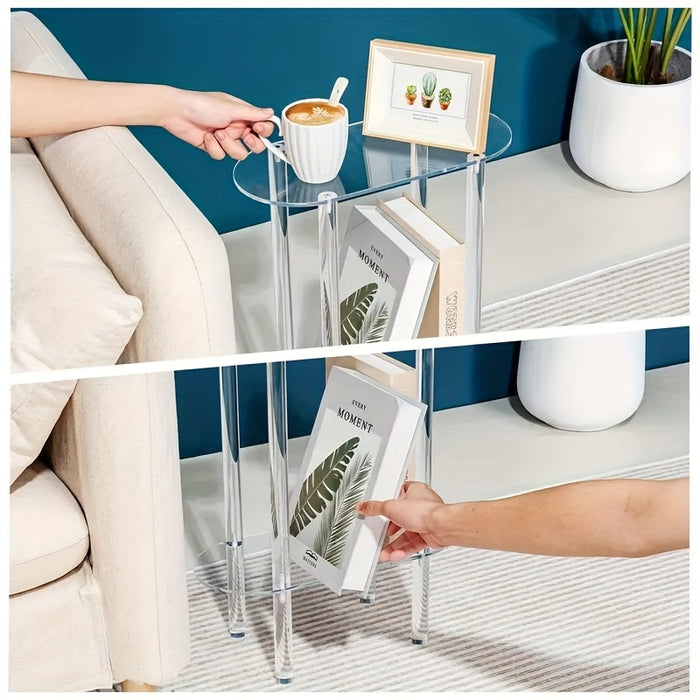 UNICORN Acrylic Oval Side Table 2-layer Bedside Table Suitable for Living Room