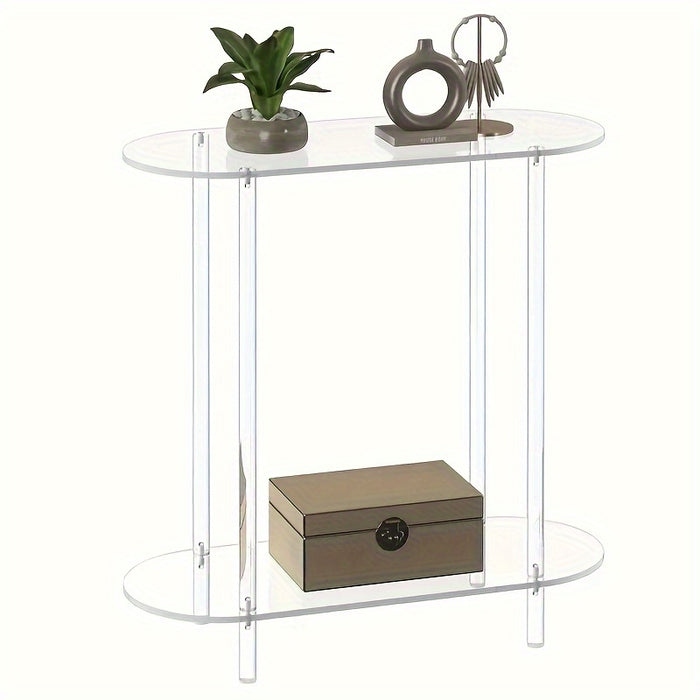 UNICORN Acrylic Oval Side Table 2-layer Bedside Table Suitable for Living Room