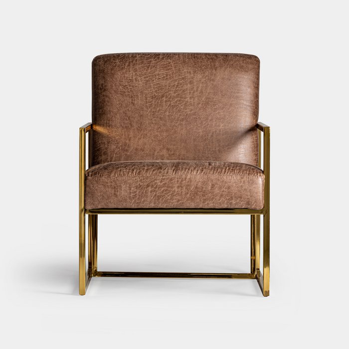 UNICORN Armchair faux leather brown gold length 66cm width 77cm height 84cm