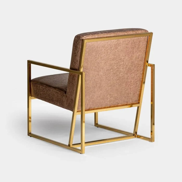 UNICORN Armchair faux leather brown gold length 66cm width 77cm height 84cm