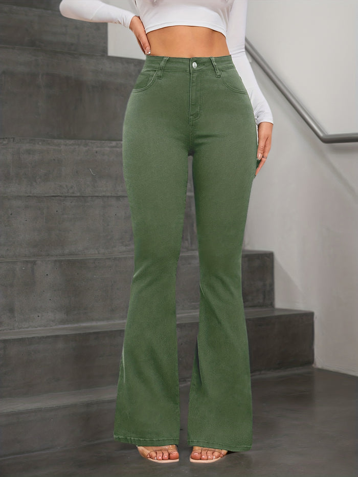 UNICORN Army Green Stretchy Fashionable Flared Pants l