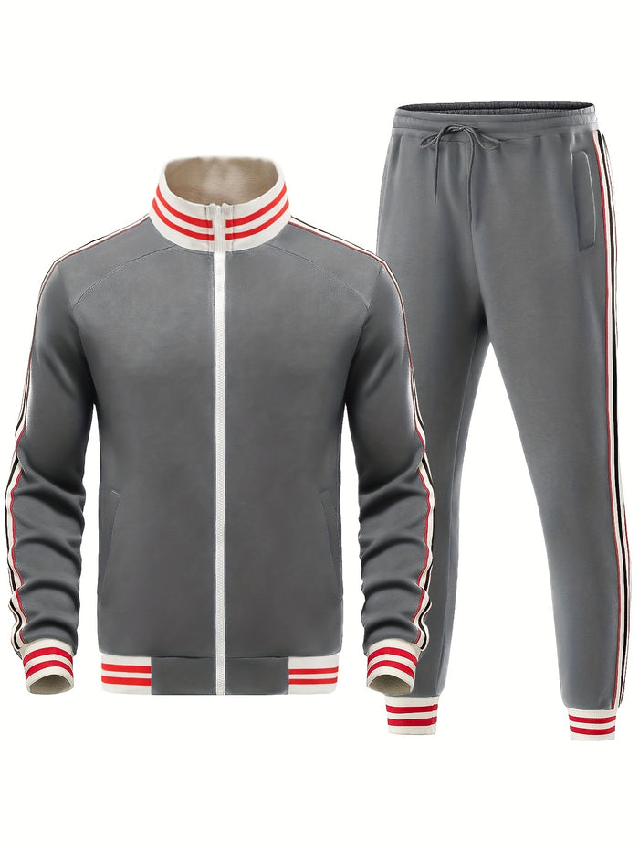 UNICORN Autumn Webbing Stripe Set, Stand Collar Zippered Sweatshirt s m l xl xxl xxxl