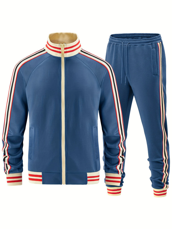 UNICORN Autumn Webbing Stripe Set, Stand Collar Zippered Sweatshirt s m l xl xxl xxxl