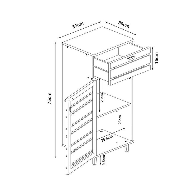 UNICORN Bathroom Cabinet Epind Mid Cabinet 75 x 33 x 30 cm Bamboo Natural