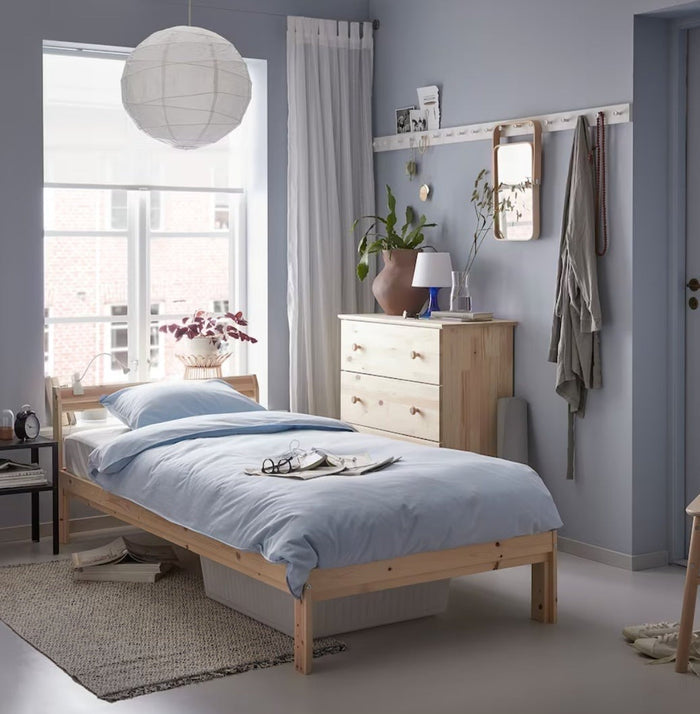 UNICORN Bed frame single bed light brown pine 90x200cm length 205 cm width 94 cm