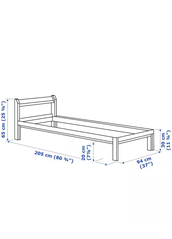 UNICORN Bed frame single bed light brown pine 90x200cm length 205 cm width 94 cm