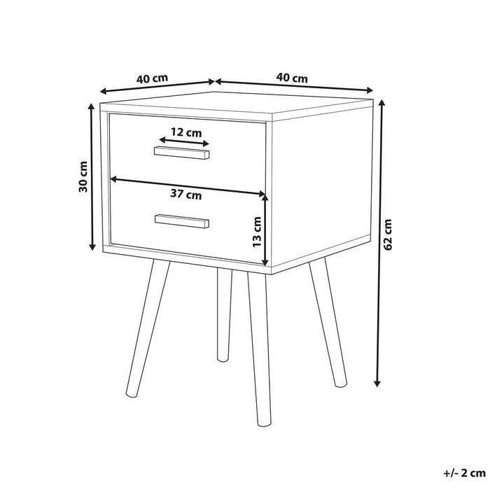 UNICORN Bedside table bedroom furniture black Width 40 cm Depth 40 cm Height 62 cm