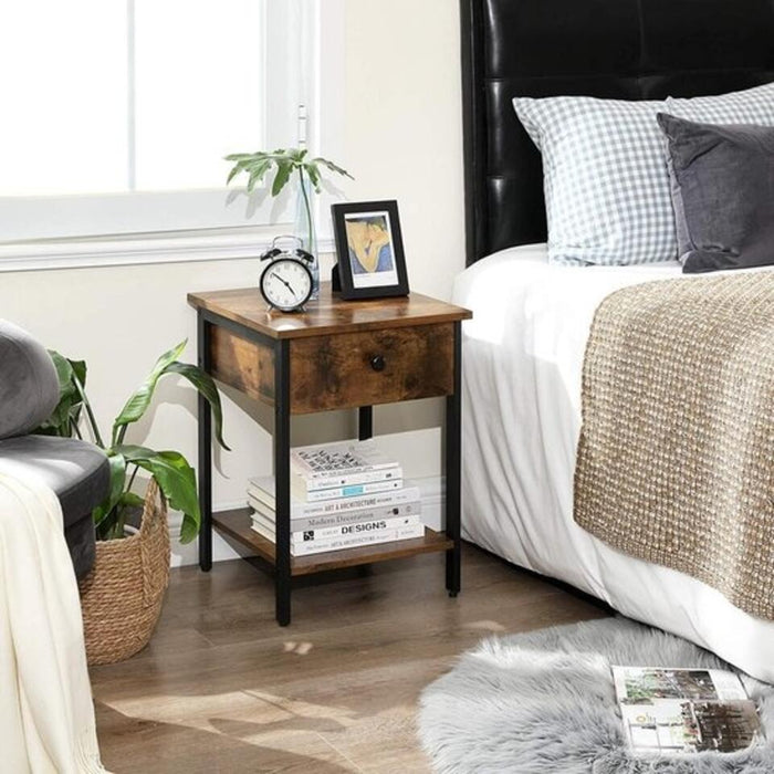 UNICORN Bedside table bedroom furniture brown black Width 40 cm Depth 40 cm Height 55 cm