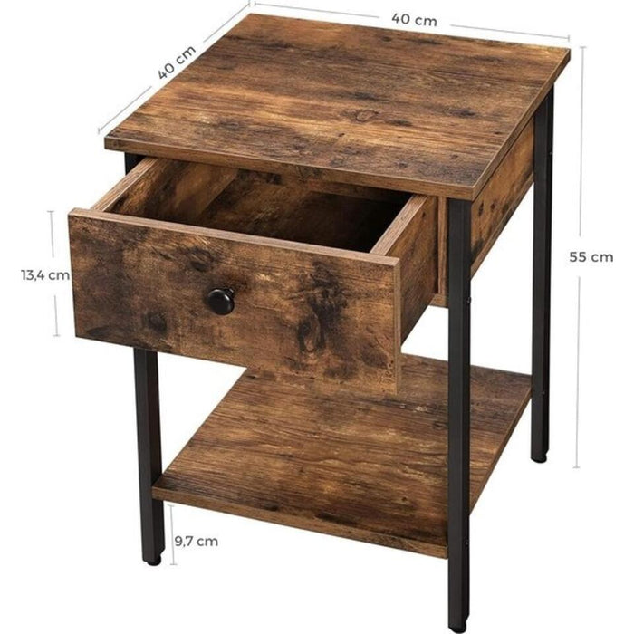 UNICORN Bedside table bedroom furniture brown black Width 40 cm Depth 40 cm Height 55 cm