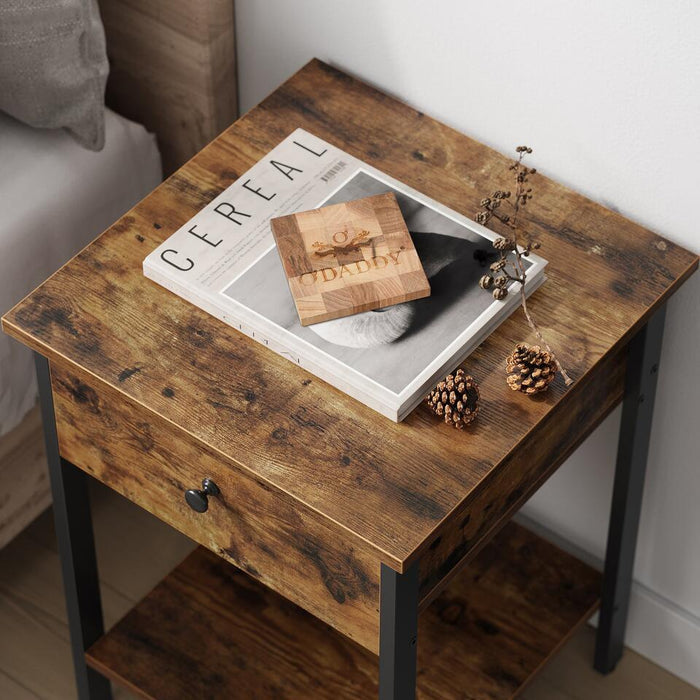 UNICORN Bedside table bedroom furniture brown black Width 40 cm Depth 40 cm Height 55 cm