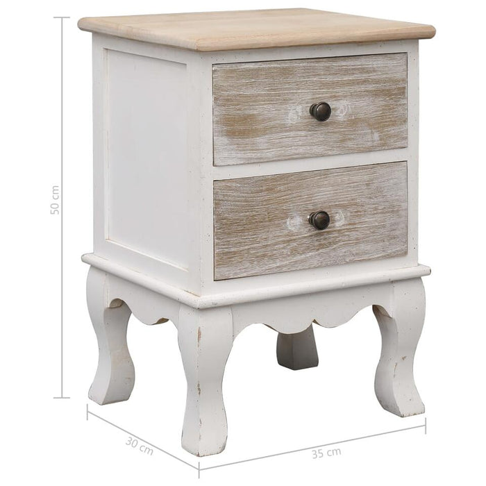 UNICORN Bedside table bedroom furniture country white brown Width 35 cm Depth 30 cm Height 50 cm